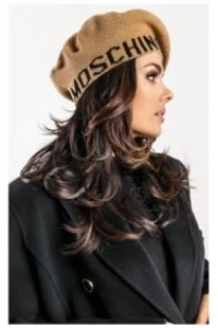 Nowości - Beret moschino logowany beżowy