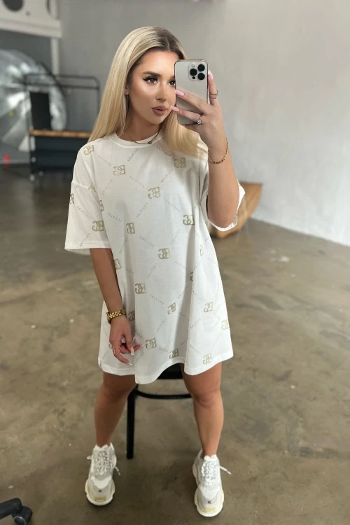 T-shirt oversize bg like a dress holo brandenburg biały