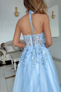 Sukienki - Błękitna sukienka maxi lolita