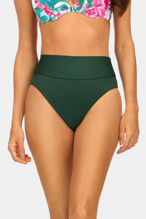 Majtki kąpielowe wysoki stan khaki fd161/633