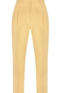 Spodnie - Gia Spodnie Lniane z wysokim stanem Mellow Yellow