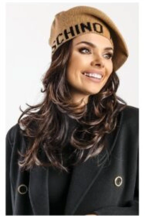 Beret moschino logowany beżowy