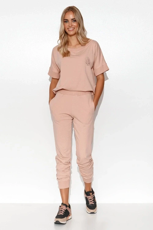 Spodnie komplet model m786 powder pink - makadamia