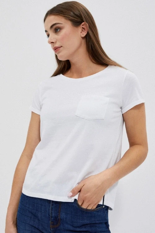 Biay t-shirt basic z kieszonk moodo