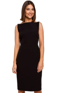 Sukienki.shop - Elegancka sukienka owkowa midi dopasowana bez rkaww czarna