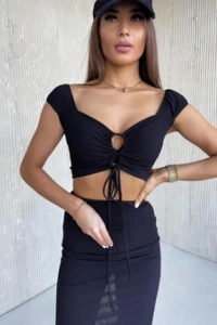 Charlottefashion.pl - Komplet midi czarny lonie n335