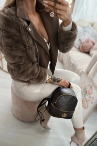 Charlottefashion.pl - Kurtka futerko z ekoskr cappuccino fiocca w337