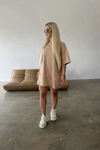 Nowości - T-shirt oversize bg like a dress holo brandenburg beżowy