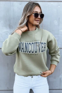 Nowości - Bluza damska bez kaptura vancouver ciemnozielony dstreet by1227