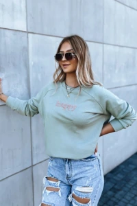 Dstreet.pl - Bluza damska oversize happy jasnozielona dstreet by1240