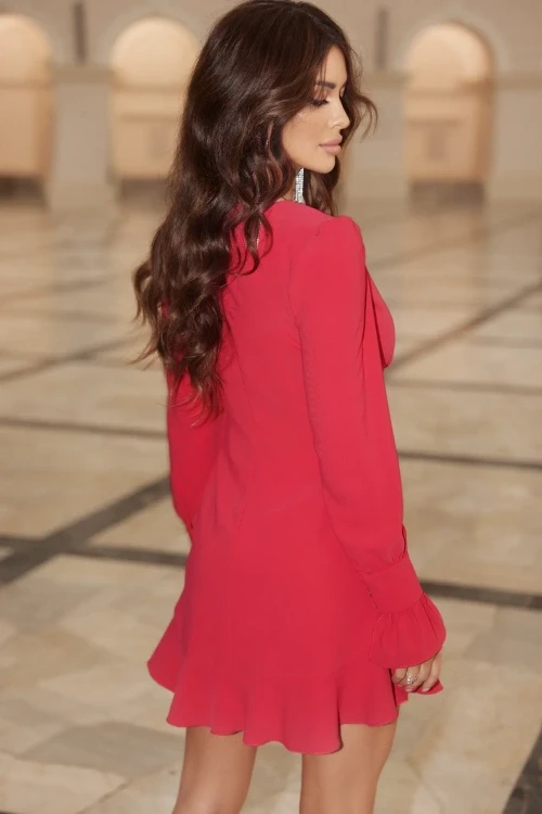 Hoshi - czerwona falbaniasta sukienka