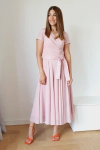 Sukienki - Rozkloszowana sukienka z zakładkami
