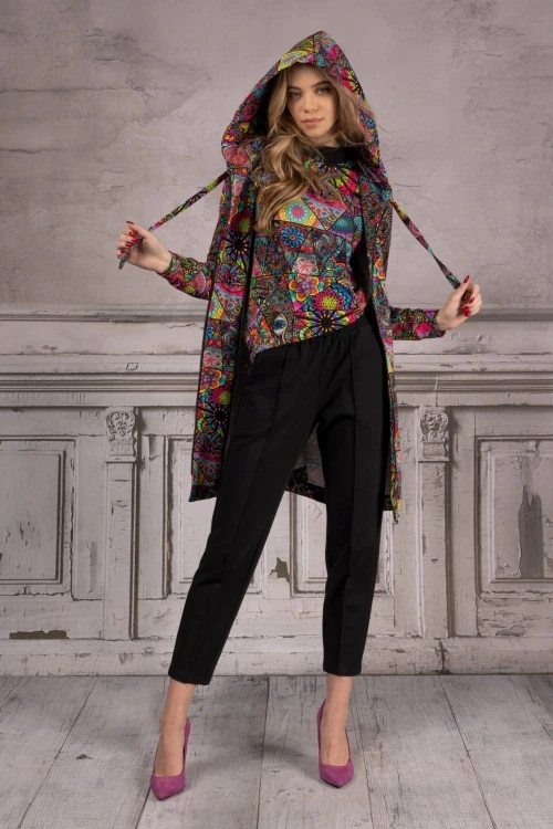 Bluza duga rozpinana"patchwork"