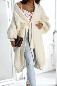 Swetry - Długi sweter kardigan cocomore cream