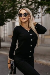 Candytm.pl - Sweterek zapinany na cyrkoniowe guziki czarny