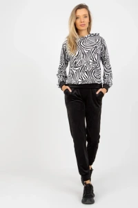 Butik-fashion - Biao-czarny komplet welurowy z bluz w zebr safari