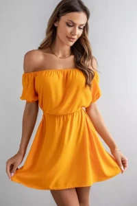 Sukienki - Pomaraczowa sukienka mini izyda