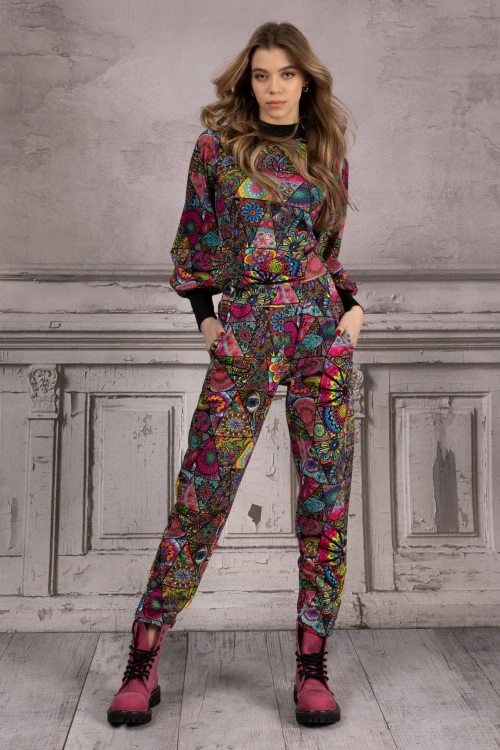 Spodnie lune "patchwork" kolorowe