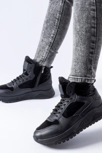 Gemre - Czarne ocieplane wysokie sneakersy malles
