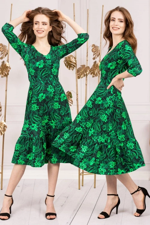 Sukienka midi z falban "sakura" green