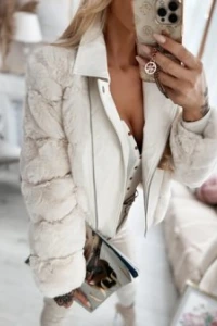 Charlottefashion.pl - Kurtka futerko z ekoskr mietankowa fiocca w338