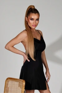 Sheila.pl - Sharon - elegancka asymetryczna mini sukienka z dekoltem typu woda