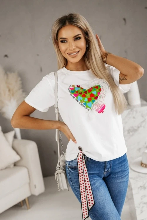 T-shirt z kolorowym sercem biao-zielony