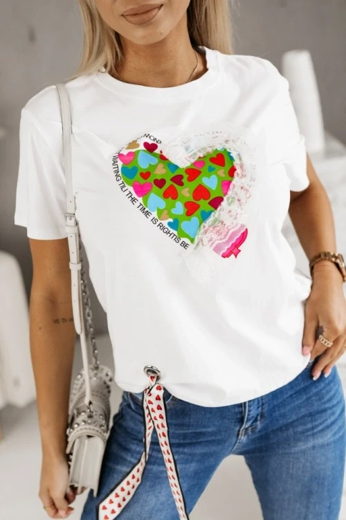 T-shirt z kolorowym sercem biao-zielony